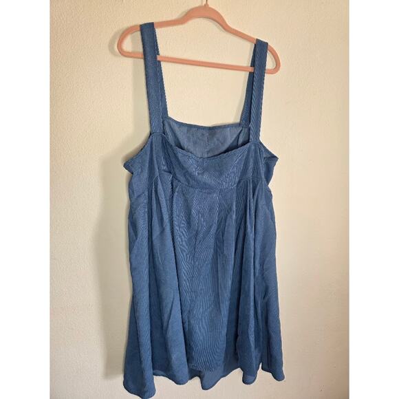 Blue corduroy jumper style dress by Finjani - Picture 5 of 5